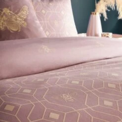 Furn. Pink And Gold Bee Deco Reversible Duvet Cover And Pillowcase Set -Furn Store 30719328 alt04