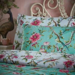 Furn. Vintage Chinoiserie Jade Floral Reversible Duvet Cover And Pillowcase Set -Furn Store 30747021 alt01