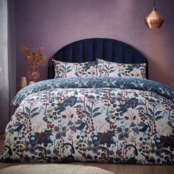 Furn. Midnight Panther Duvet Cover And Pillowcase Set Dusky Blue 4 Furn. Midnight Panther Duvet Cover And Pillowcase Set Dusky Blue - Image 4