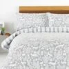 Furn. Grey Skandi Woodland Brushed Cotton Winter Stag Reversible Duvet Cover And Pillowcase Set
