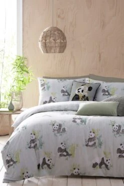 Furn. Pandas Reversible Printed Polycotton Duvet Cover And Pillowcase Set