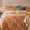 Furn. Ochre Yellow Folk Flora Floral Reversible Duvet Cover And Pillowcase Set