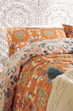 Furn. Ochre Yellow Folk Flora Floral Reversible Duvet Cover And Pillowcase Set -Furn Store 788322s3