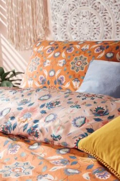 Furn. Ochre Yellow Folk Flora Floral Reversible Duvet Cover And Pillowcase Set -Furn Store 788322s4