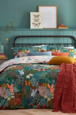 Furn. Forage Floral Butterfly Print Reversible Duvet Cover And Pillowcase Set