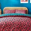 Furn. Leopard Print Reversible Duvet Cover And Pillowcase Set