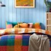 Furn. Alma Colourful Check Reversible Duvet Cover And Pillowcase Set
