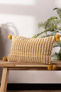 Furn. Ayaan Woven Loop Tufted Cotton Double Pom Pom Cushion -Furn Store D33085s4