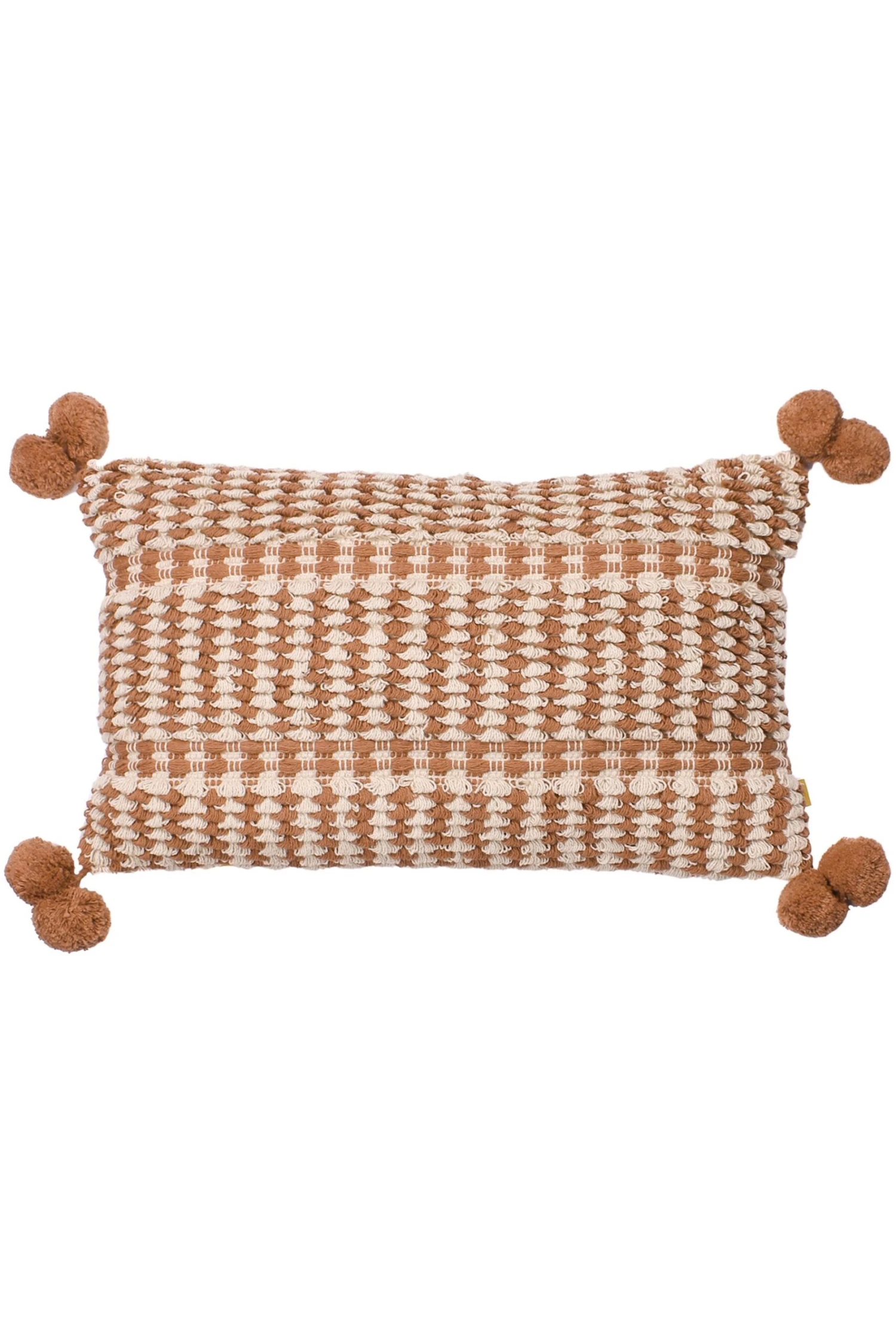 Furn. Ayaan Woven Loop Tufted Cotton Double Pom Pom Cushion 3 Furn. Ayaan Woven Loop Tufted Cotton Double Pom Pom Cushion - Image 3