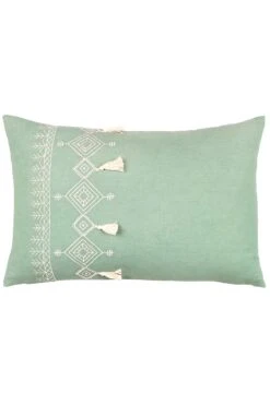 Furn. Pritta Cotton Embroidered Tasselled Cushion -Furn Store D33680s3