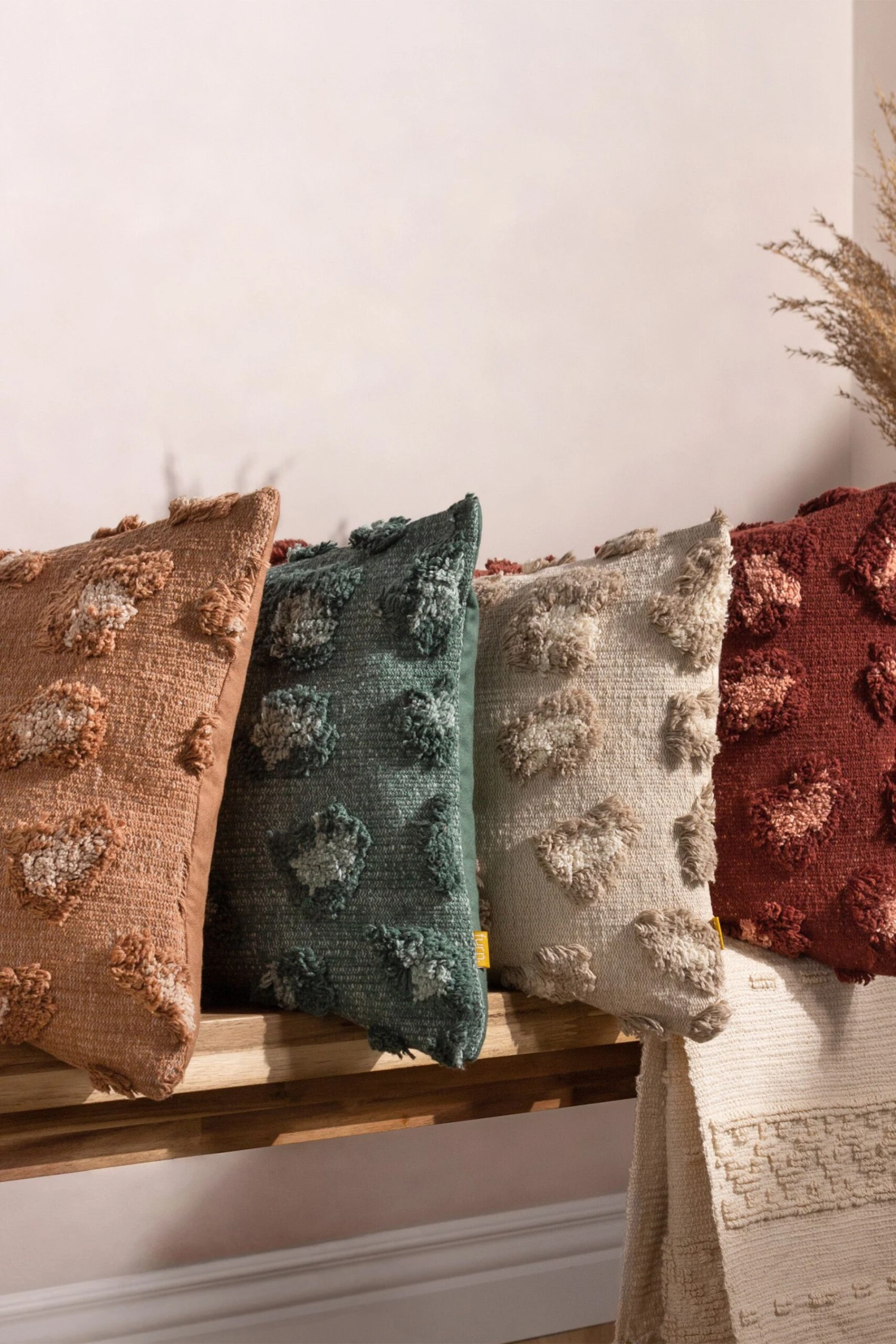 Furn Maeve Tonal Leopard Print Tufted Cotton Cushion 2 Furn Maeve Tonal Leopard Print Tufted Cotton Cushion - Image 2