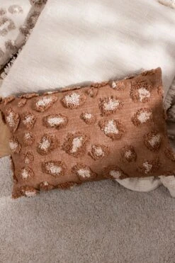 Furn. Maeve Tonal Leopard Print Tufted Cotton Cushion