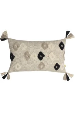 Furn. Benji Tasselled Jacquard Diamond Tufted Cotton Cushion -Furn Store D33709s6