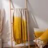 Furn. Mizu Dip Dye Cotton Slub Fringed Throw