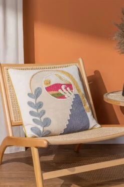 Furn. Chamae Chevron Floral Tasselled Cushion