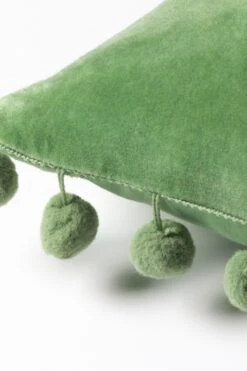 Furn. Dora Cotton Velvet Pom-Pom Trim Cushion -Furn Store D95633s4