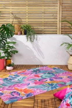 Furn. Psychedelic Jungle Exotic Washable Outdoor/Indoor Rug