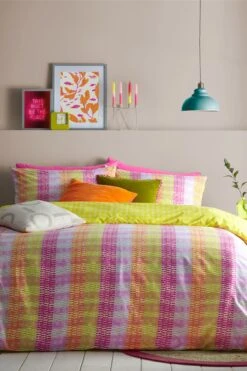 Furn. Neola Geometric Neon Reversible Duvet Cover And Pillowcase Set