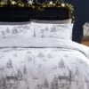 Furn. Midwinter Toile Festive Reversible Duvet Cover And Pillowcase Set