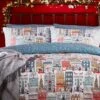 Furn. Multicolour Festive Town Christmas Reversible Duvet Cover And Pillowcase Set