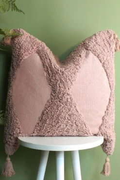 Furn. Kantha Cotton Tassel Corduroy Cushion