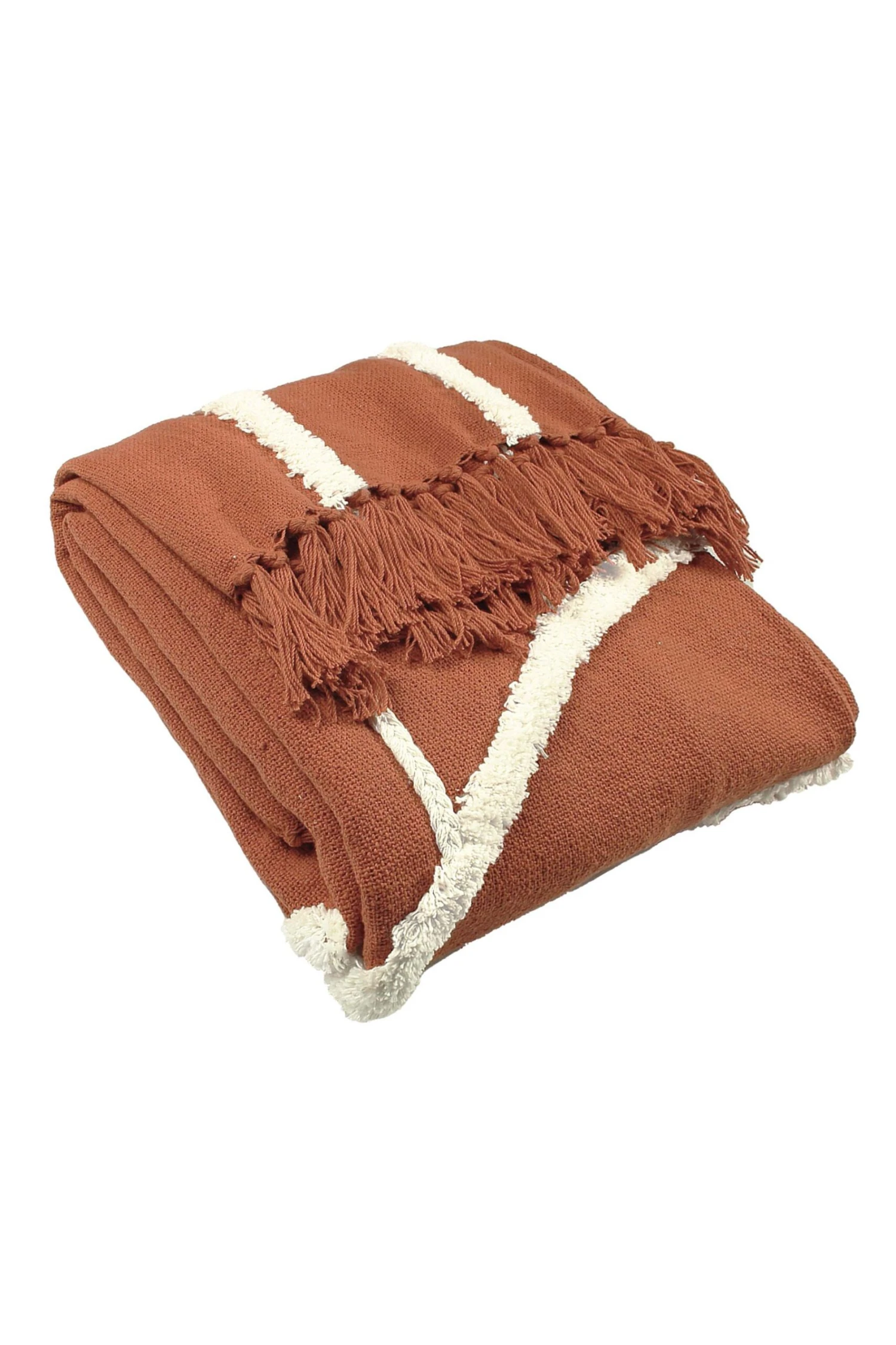 Furn. Rainbow Cotton Tufted Tasselled Throw 1 Furn. Rainbow Cotton Tufted Tasselled Throw