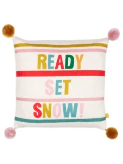 Furn Pom Pom Ready Set Snow Cushion