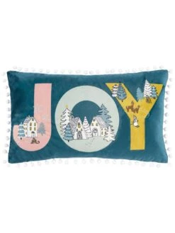 Furn Snowy Village Joy Christmas Cushion
