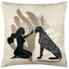 Furn. Aurora Abstract Printed Goddess And Leopard Polyester Filled Cushion