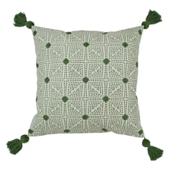 Furn. Chia Geometric Patterned Printed Tasselled Polyester Filled Cushion