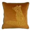 Furn. Forest Fauna Gold Embroidered Woodland Stag Piped Square Polyester Filled Cushion