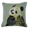 Furn. Pandas Printed Jacquard Pipe Trimmed Polyester Filled Cushion