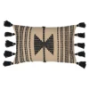 Furn. Sagar Stitched Geometric Patterned Tasselled Polyester Filled Cushion