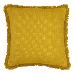 Furn. Sienna Twill Woven Fringed Polyester Filled Cushion
